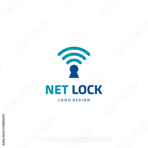 wifi lock logo. wi-fi icon combine with key hole logo design modern concept