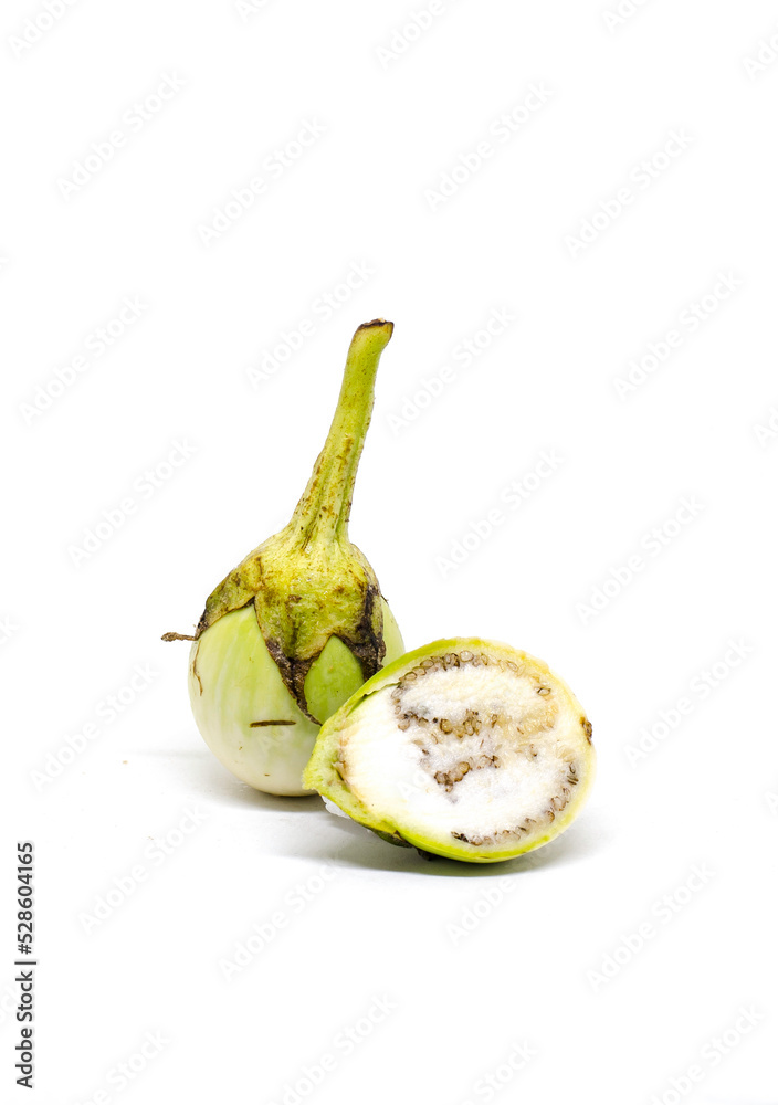 Thai eggplant, the main Thai food ingredient in white background
