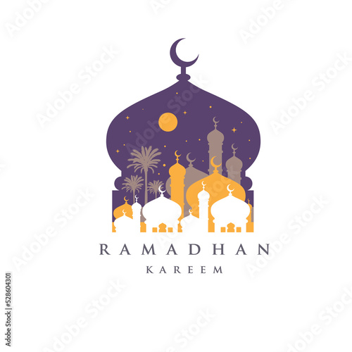 Illustration of the Ramadan Kareem design template background with mosque vector art stock images