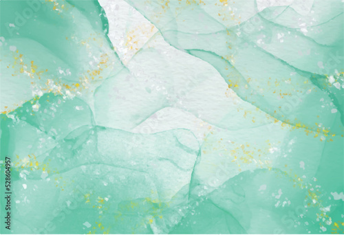 Green and Gold Watercolor Abstract Background Vector
