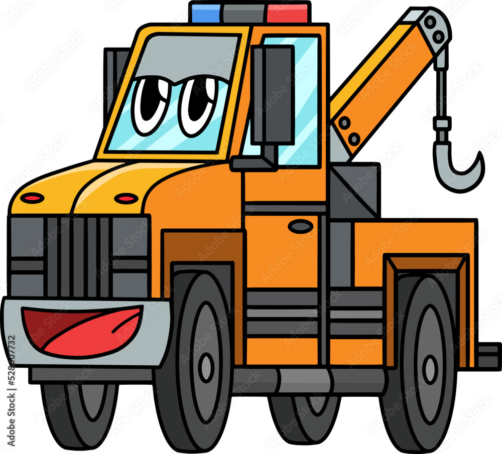 vetor-de-tow-truck-with-face-vehicle-cartoon-clipart-do-stock-adobe-stock