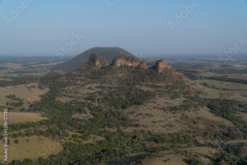 Vista das Três Pedras da pedra do índio  na cidade de Pardinho , região de Botucatu, no estado de São Paulo, Brasil. photo