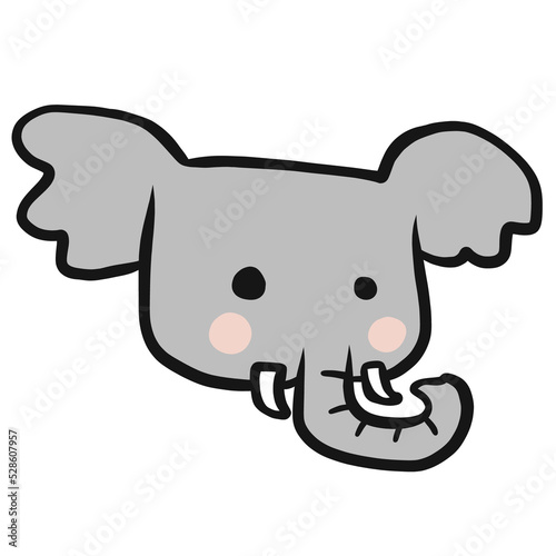 Elephant Animal face doodle style cartoon illustration 