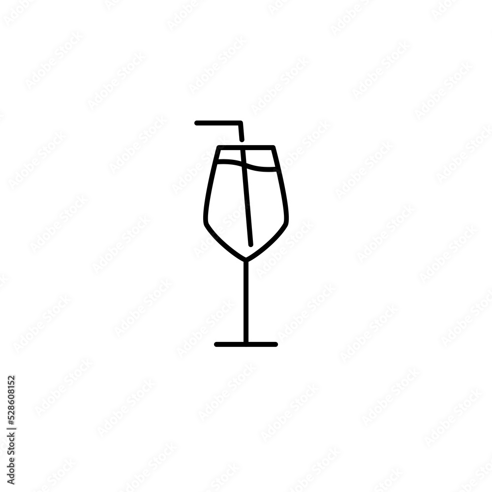 white wine glass icon with straw on white background. simple, line, silhouette and clean style. black and white. suitable for symbol, sign, icon or logo white wine glass icon with straw on white background. simple, line, silhouette and clean style. black and white. suitable for symbol, sign, icon or logo