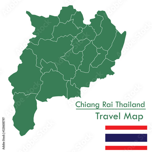 Chiang Rai Province Map green map is one of the provinces of Thailand photo