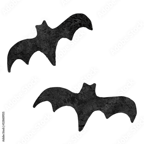 cute hand drawn grunge black bats Halloween cutout 