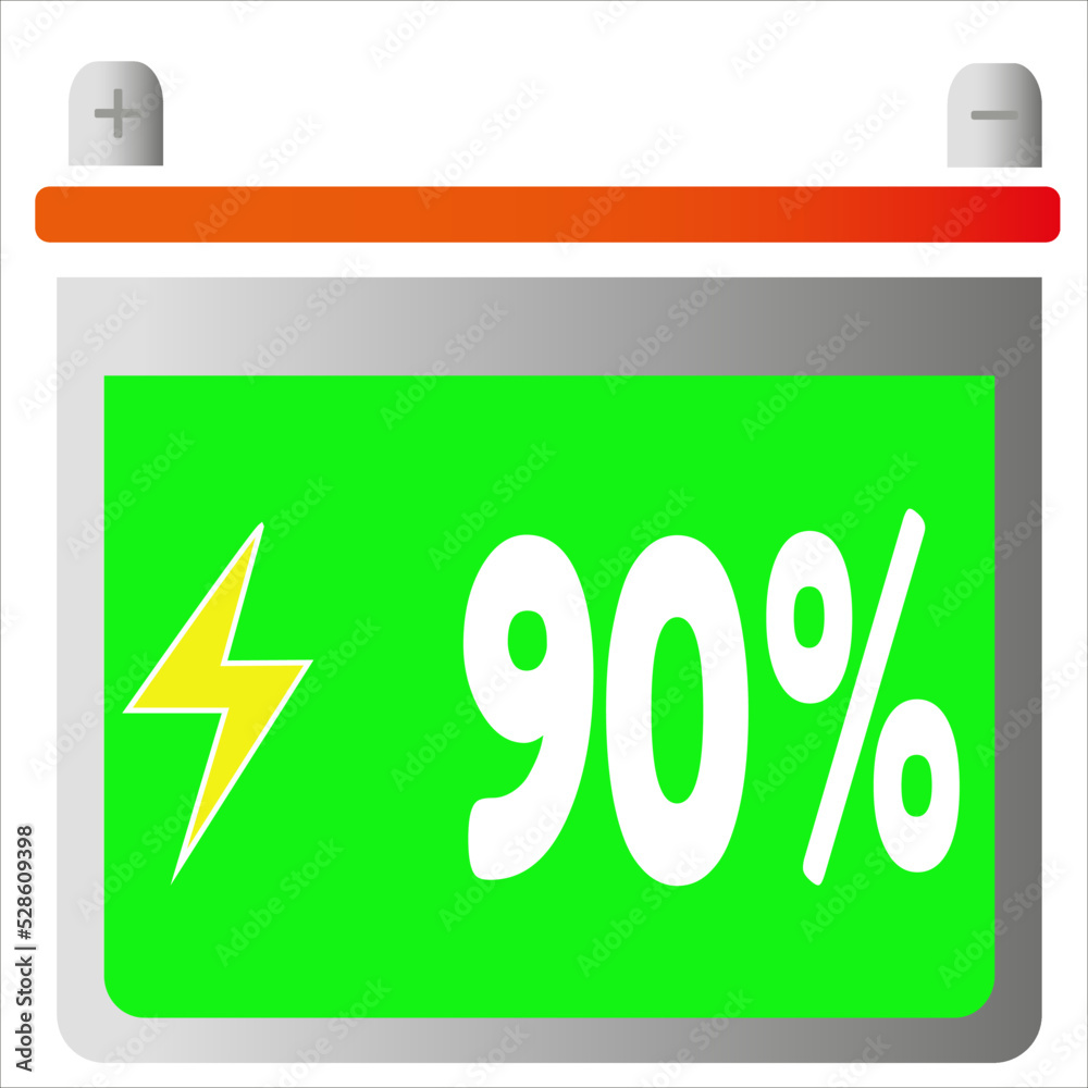 illustration of a 90% indicator battery illustration of a 90% indicator battery