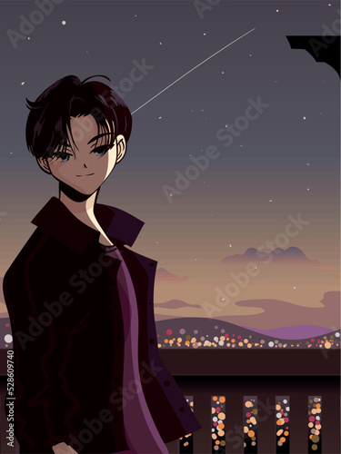 anime man in the night