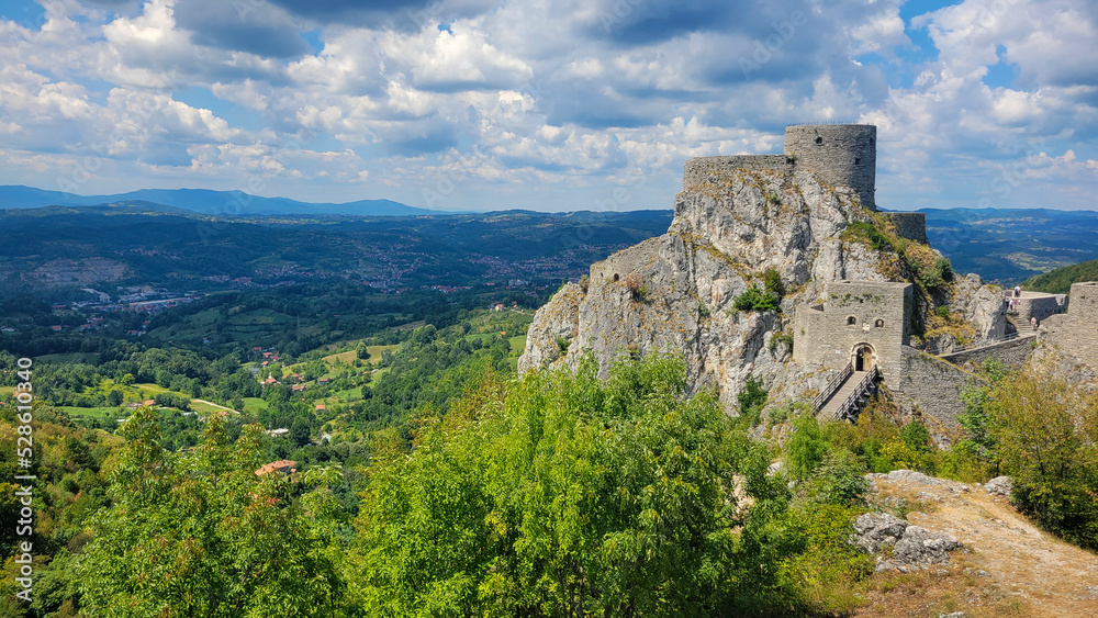 Landscape view of Srebrenik Fortress castle in Bosnia and Herzegovina 