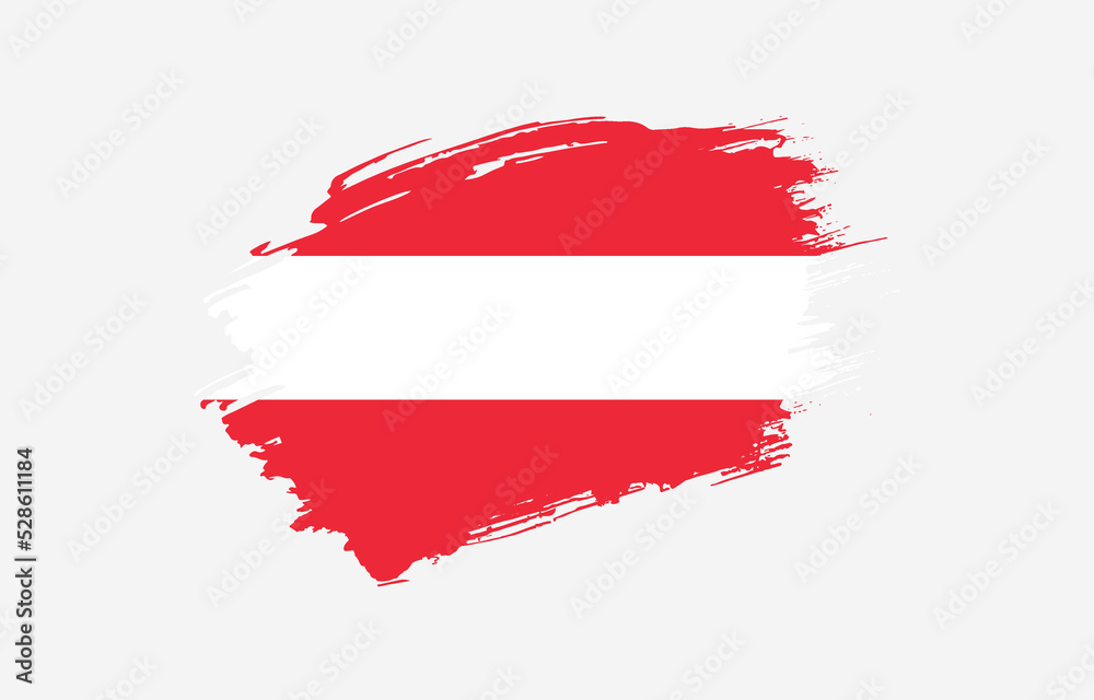 Creative hand drawn grunge brushed flag of Austria with solid background