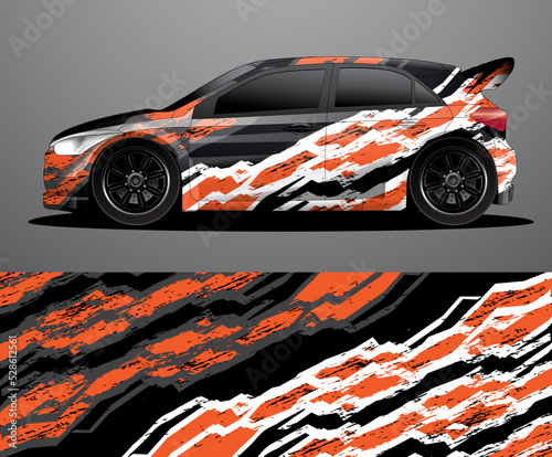 Rally car decal graphic wrap vector, abstract background