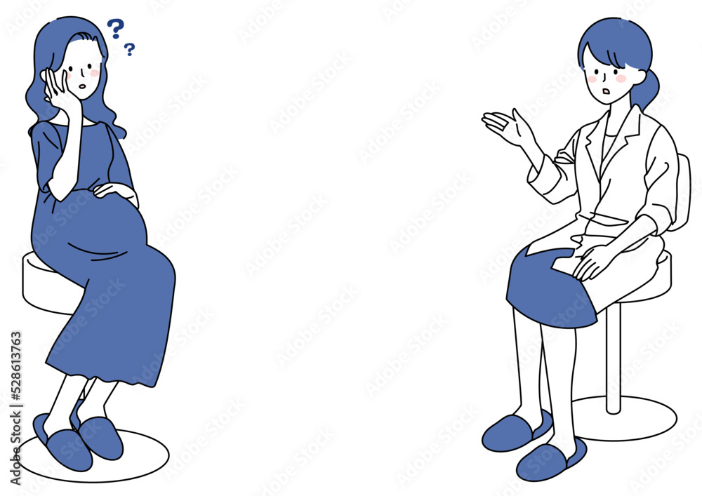 医師に疑問を尋ねる妊婦
