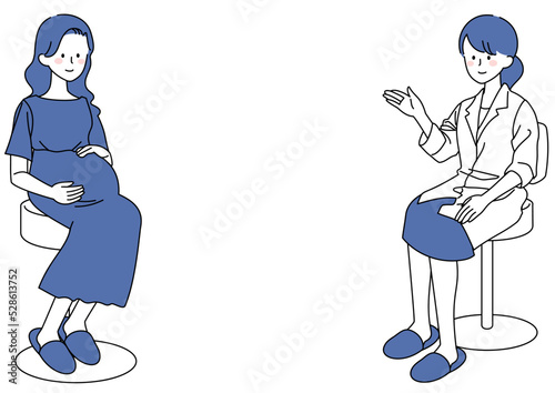 医師の説明を聞く妊婦