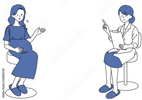 医師に不安を相談する妊婦