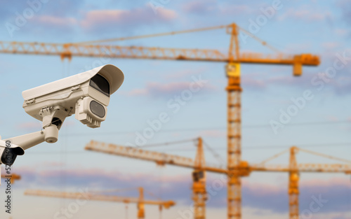 CCTV or surveillance operating over construction site.