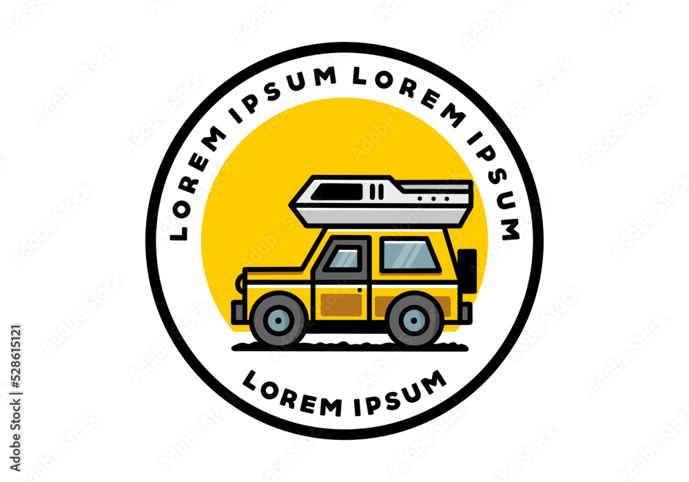 Off road vehicle car camping illustration badge design Off road vehicle car camping illustration badge design