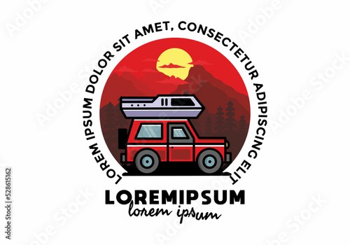 Off road vehicle car camping illustration badge design