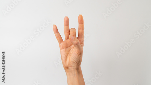 Sign language of the deaf and dumb people, number, digit 8