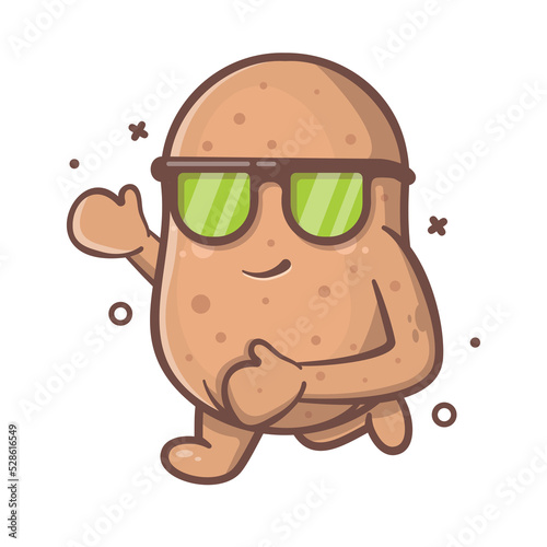 Smiling potato vegetable character mascot running isolated cartoon in flat style design 