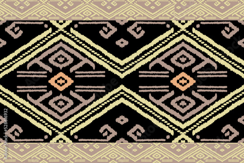 Ikat geometric folklore ornament with tribal ethnic seamless striped pattern Aztec style. oriental pattern traditional Design for background, clothing, wrapping, Batik, fabric, vector, illustration.