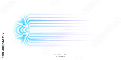 Vector half circles lines flowing dynamic pattern colorful gradient blue green purple colors isolated on white background for concept of AI technology, digital, communication, science, music