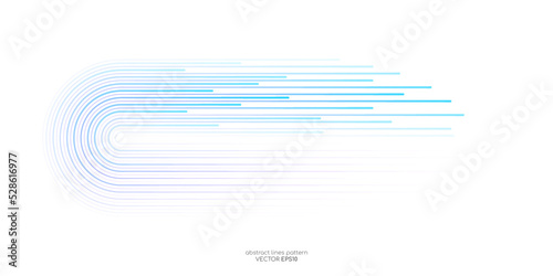 Vector half circles lines flowing dynamic pattern colorful gradient blue green purple colors isolated on white background for concept of AI technology, digital, communication, science, music