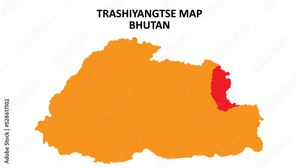 Fototapeta premium Trashiyangtse State and regions map highlighted on Bhutan map.