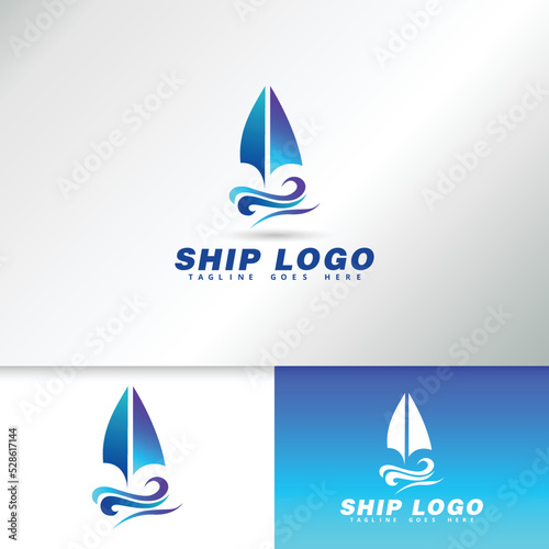 Ship Logo, Nautical Sailing Boat Icon Vector Design, Creative Ship Concept Logo Design Template.