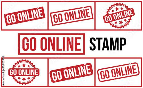 Go Online Rubber Stamp Set Vector