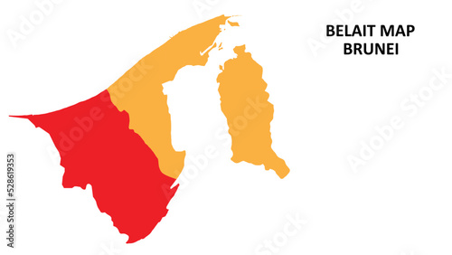 Belait State and regions map highlighted on Brunei map. photo