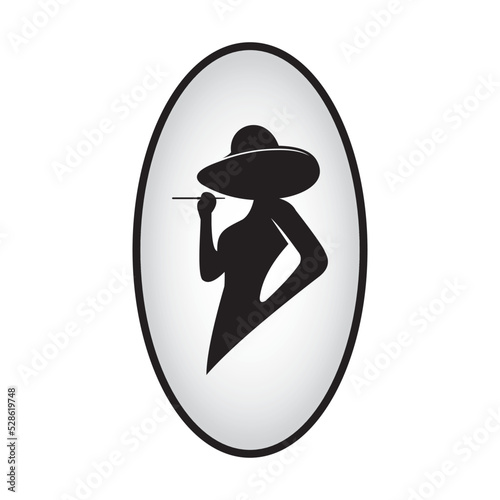 badge silhouette of the glamorous lady vector symbol