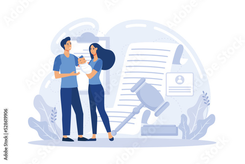 Parenting abstract concept. Adoption of a child, custody and guardianship, foster care parent, family conflict, orphanage, adoptive parents, flat vector modern illustration