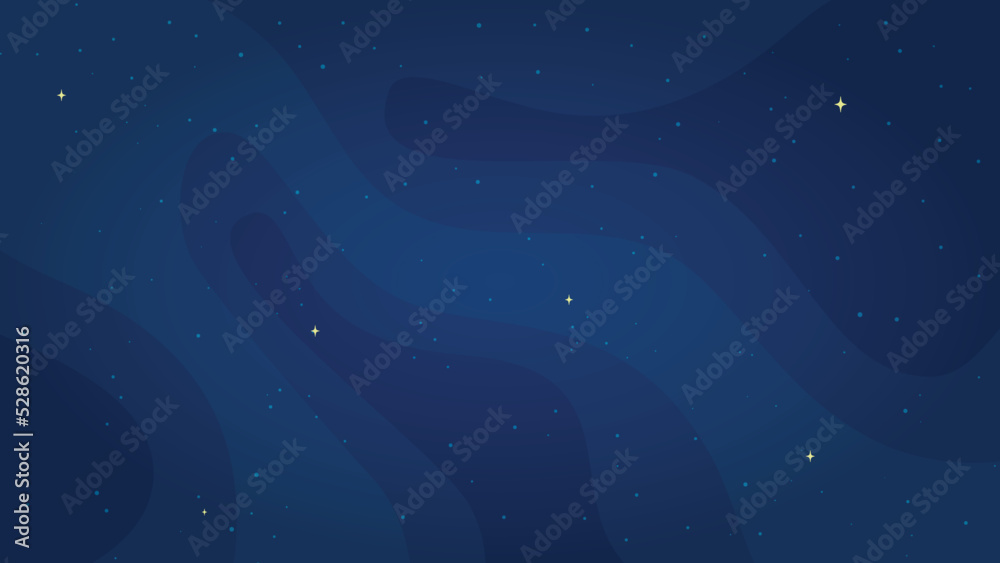 Blue star systems background vector illustration. Cartoon style star systems light graphic on dark blue horizontal background for children science futuristic design or astrology graphic concept. Blue star systems background vector illustration. Cartoon style star systems light graphic on dark blue horizontal background for children science futuristic design or astrology graphic concept.