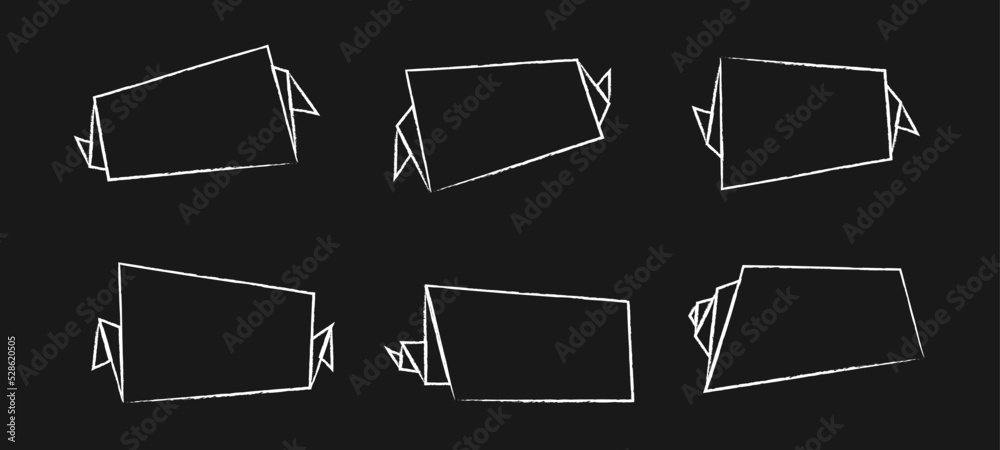 Geometric hand drawn price banner set, abstract rectangle promo label, horizontal outline discount sticker, flat chalk promotion badge, contour isolated sale tag collection, vector illustration Geometric hand drawn price banner set, abstract rectangle promo label, horizontal outline discount sticker, flat chalk promotion badge, contour isolated sale tag collection, vector illustration