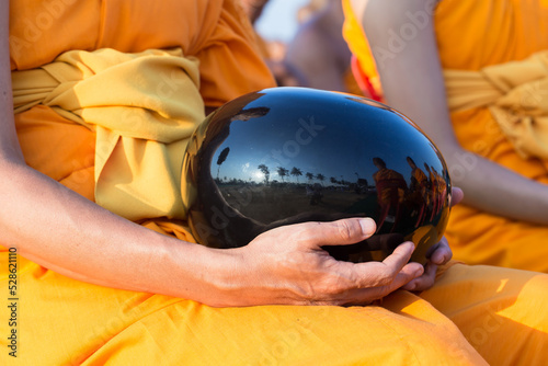 Food Offerings Buddhist Monk Of Thailand, Tak Bat Monks