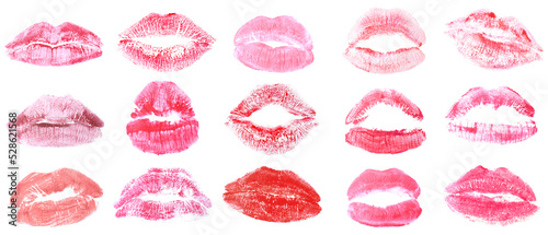 Many prints of color lips o...