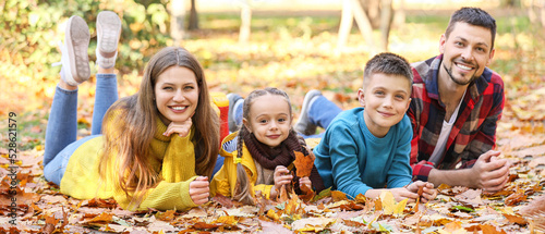 Happy young family resting ...