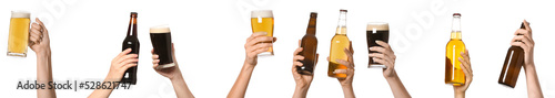 Set of hands with beer on w...