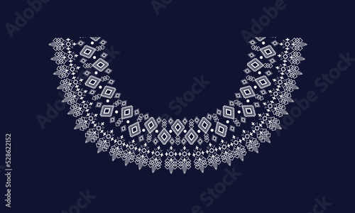 Geometric Ethnic oriental pattern traditional .Floral necklace embroidery design.