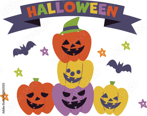 ハロウィン　ジャックオランタン・カボチャのイラスト