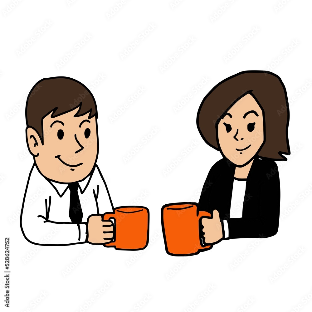 cartoon office worker coffee break cartoon office worker coffee break