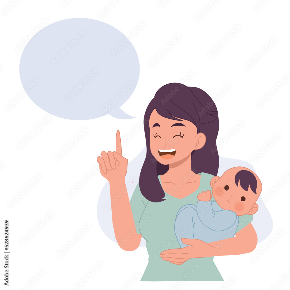 mother and child concept. Happy mother is speaking or giving some advice. vector illustration mother and child concept. Happy mother is speaking or giving some advice. vector illustration
