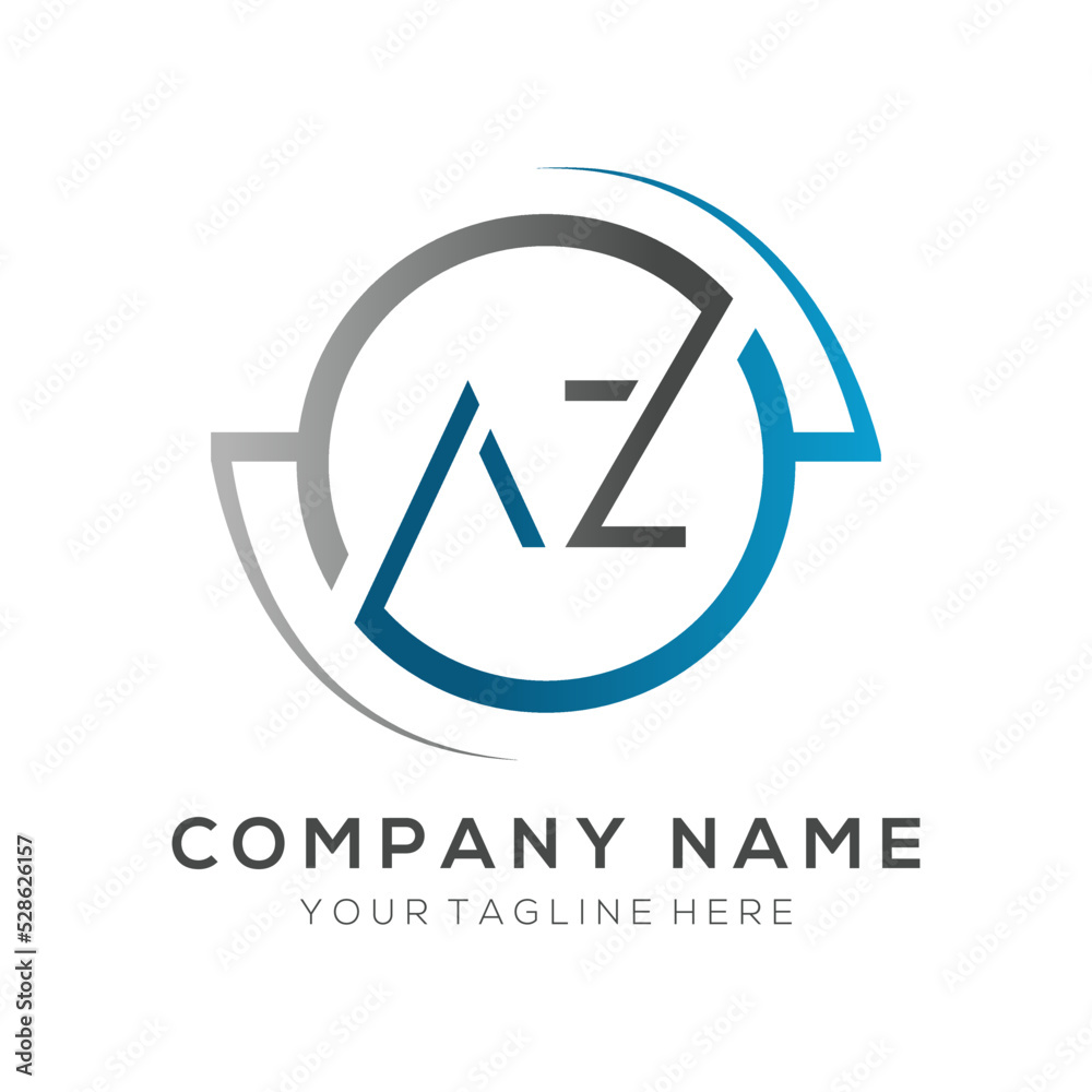 letter AZ Logo Design Vector Template. Initial Blue And Silver Letter Design AZ Vector Illustration With White Background. letter AZ Logo Design Vector Template. Initial Blue And Silver Letter Design AZ Vector Illustration With White Background.