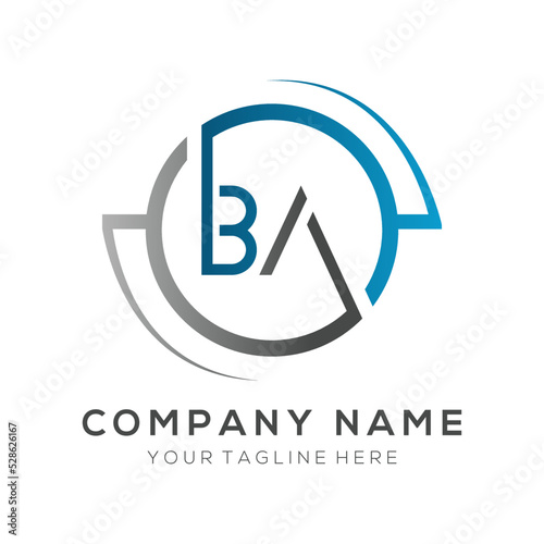 letter BA Logo Design Vector Template. Initial Blue And Silver Letter Design BA Vector Illustration With White Background.