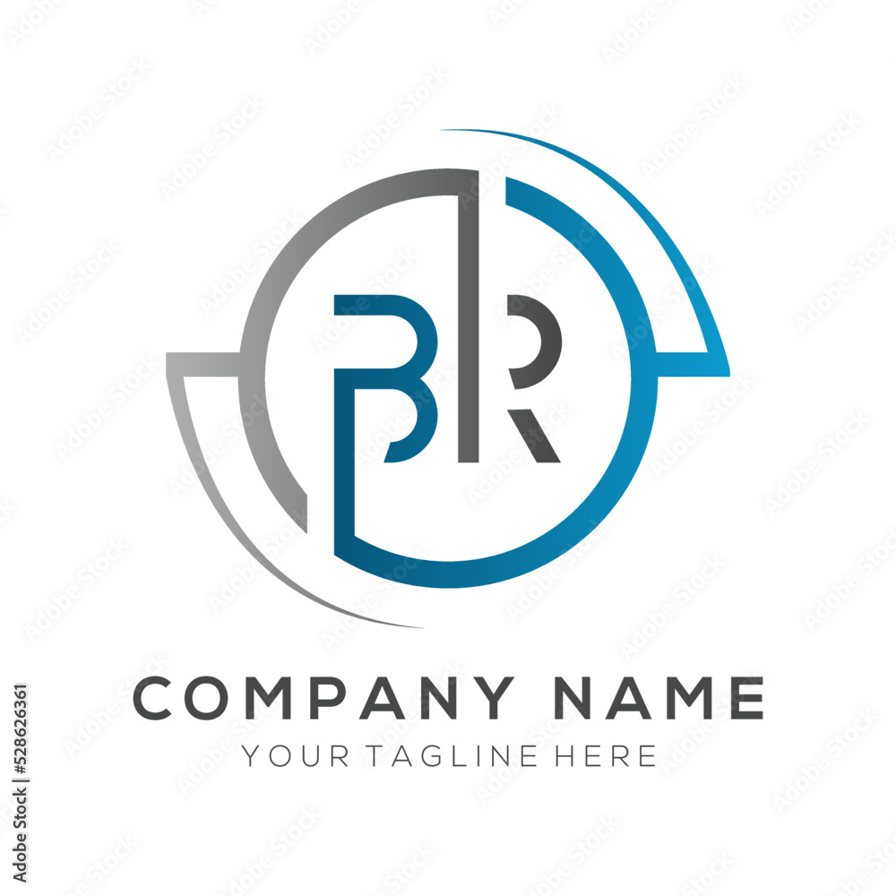 letter BR Logo Design Vector Template. Initial Blue And Silver Letter Design BR Vector Illustration With White Background. letter BR Logo Design Vector Template. Initial Blue And Silver Letter Design BR Vector Illustration With White Background.