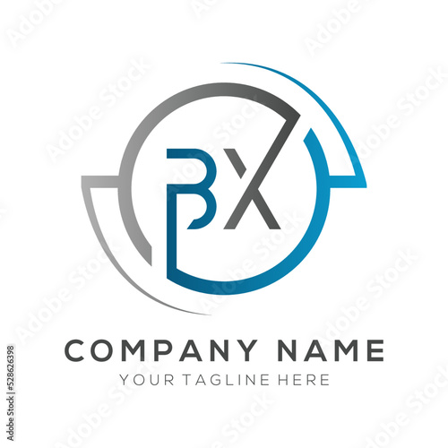 letter BX Logo Design Vector Template. Initial Blue And Silver Letter Design BX Vector Illustration With White Background.