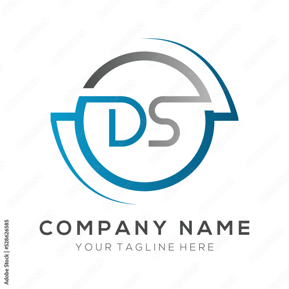 letter DS Logo Design Vector Template. Initial Blue and Silver Letter Design DS Vector Illustration With White Background.