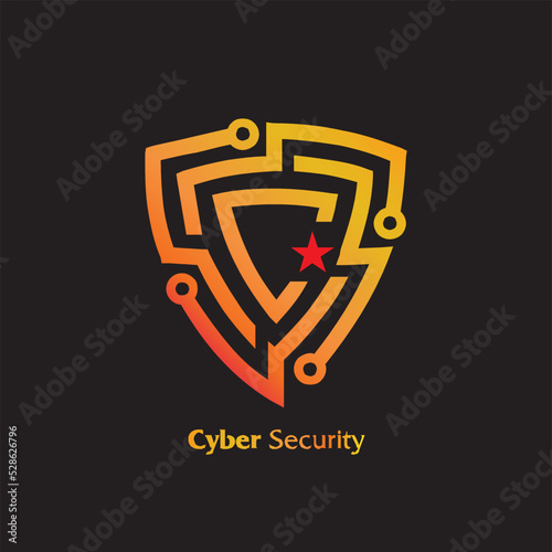 beautiful and charming cyber or cyber security logo
