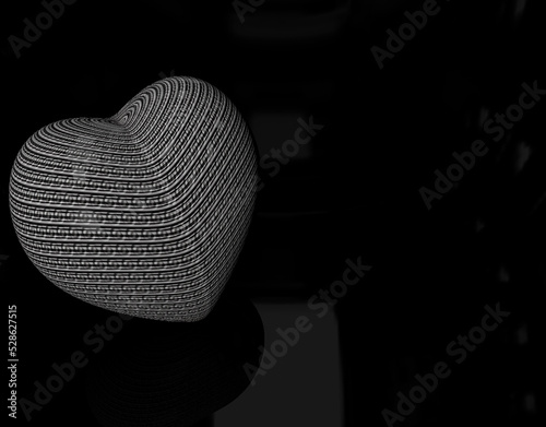 Black and White heart on blur surface