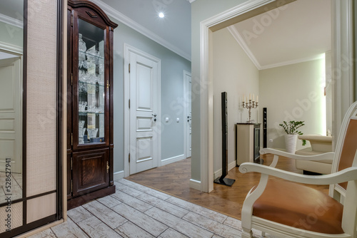 empty corridor in interior of entrance hall of modern apartments